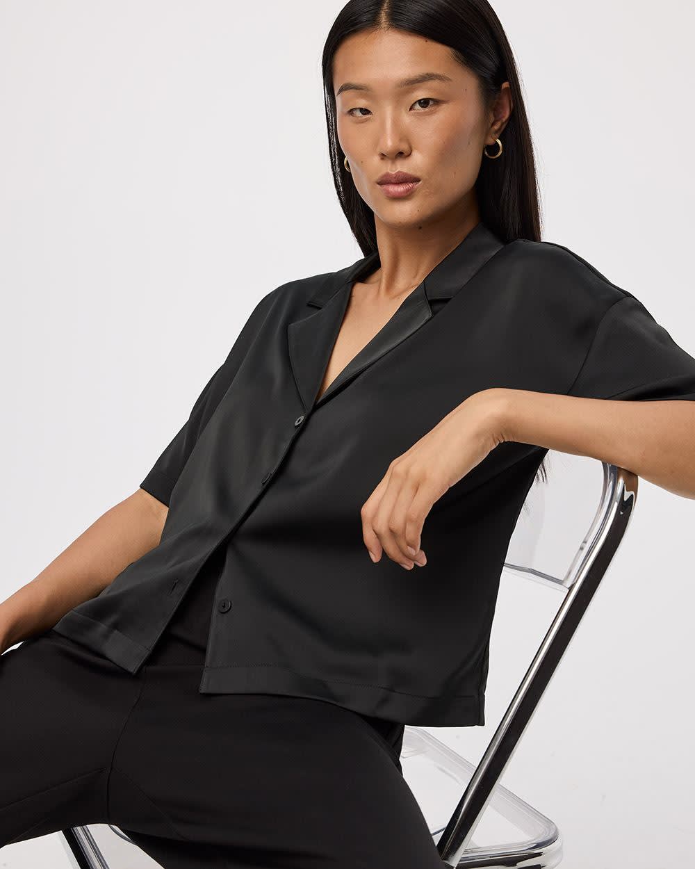 Satiny Short-Sleeve Shirt