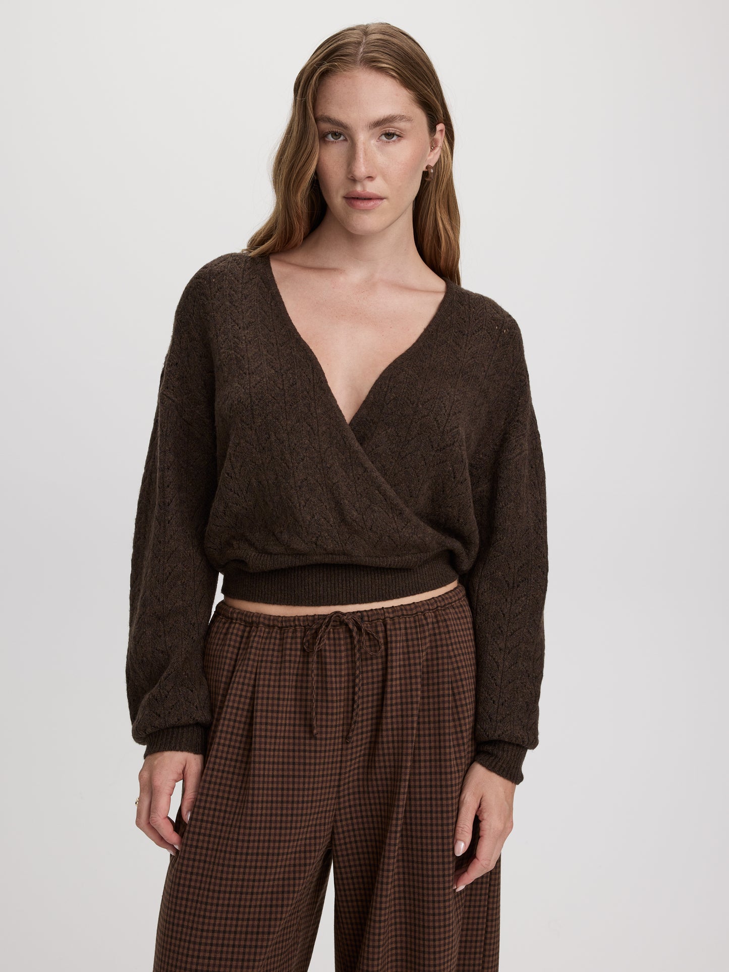 Long-Sleeve V-Neck Wrap Sweater