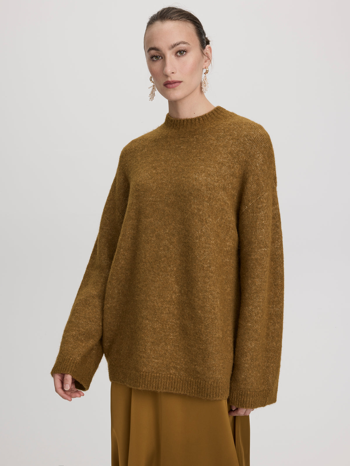 Long-Sleeve Mock-Neck Wool-Blend Sweater