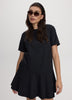 Elbow-Sleeve Crew-Neck Mini Dress