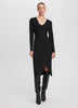 Long-Sleeve Midi Dress with Asymmetrical Slit
