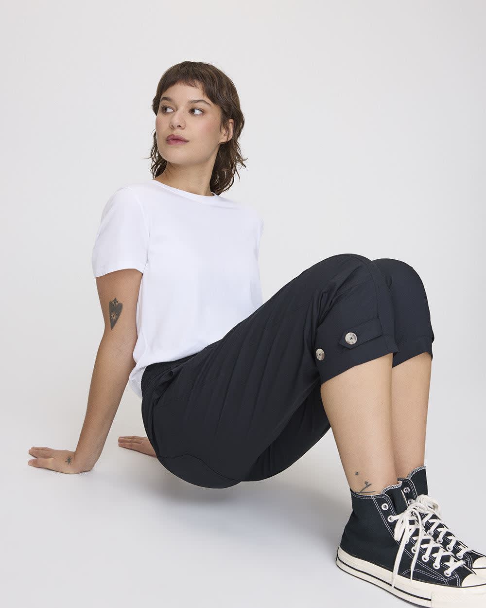 Straight-Leg High-Rise Poplin Capri Pant