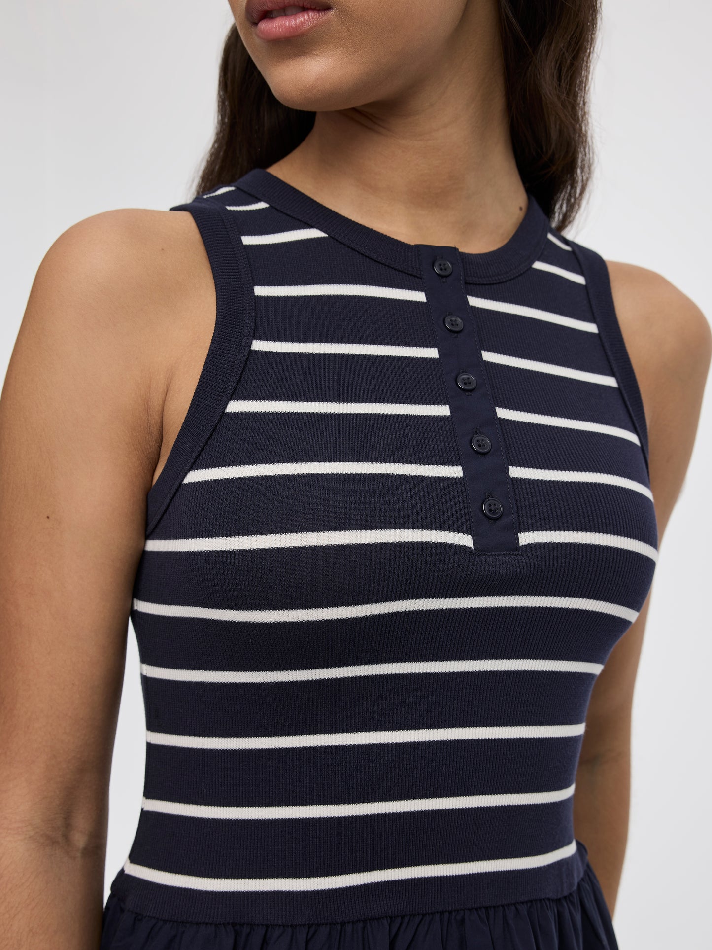 Sleeveless Mix-Media Maxi Dress