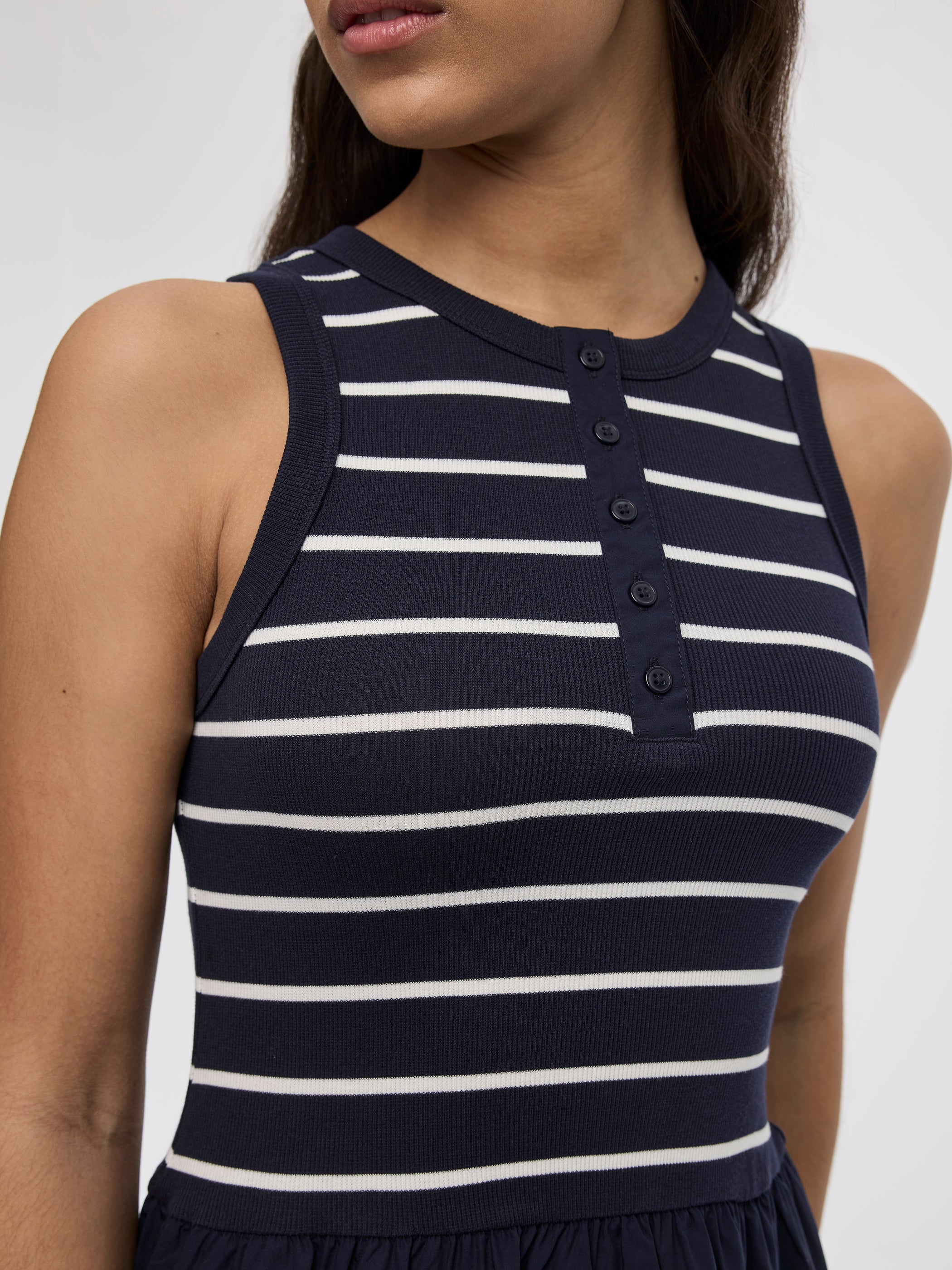 Sleeveless Mix-Media Maxi Dress