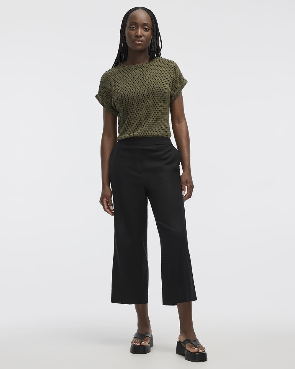 Cropped Wide-Leg Linen-Blend Pant