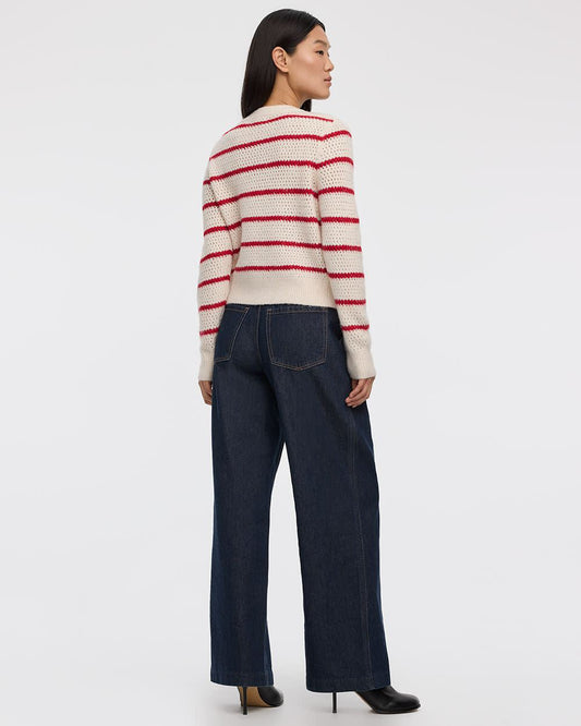 Long-Sleeve Crew-Neck Fitted Cardigan
