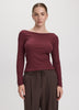 Long-Sleeve Boat-Neck Ribbed Top