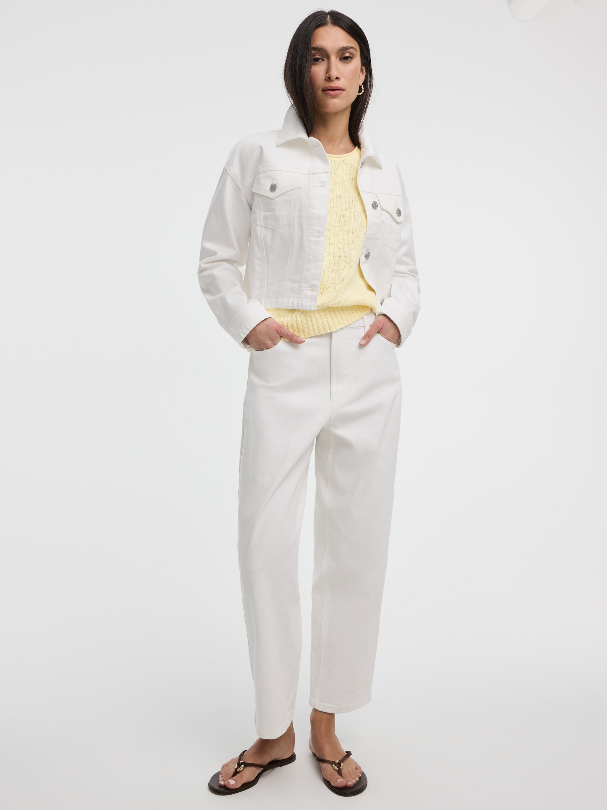 White High-Rise Barrel Jeans