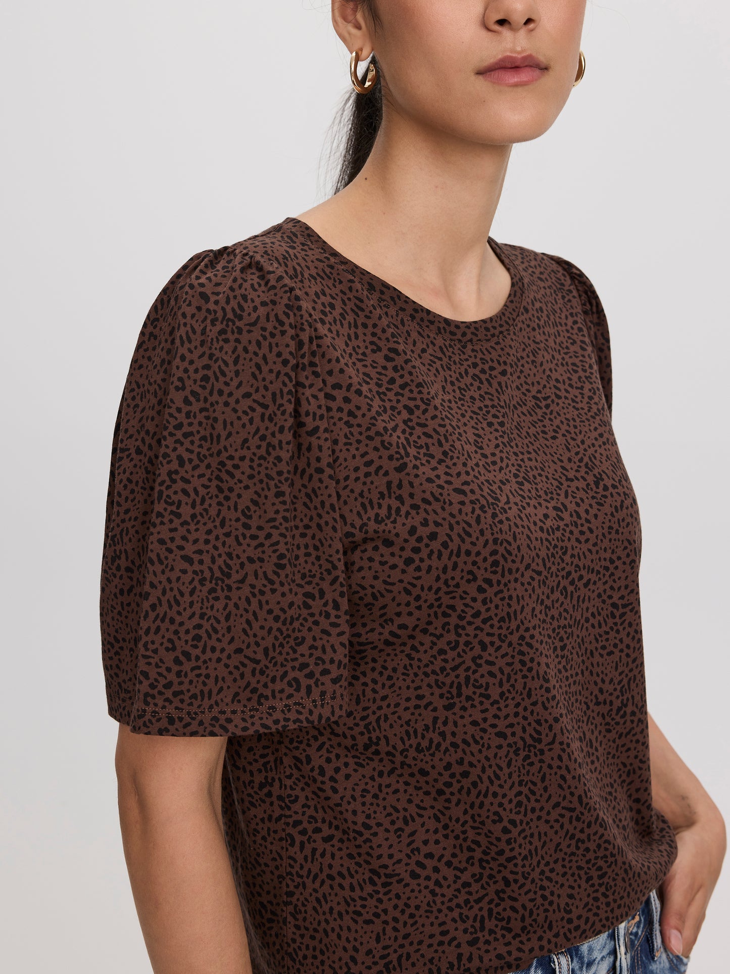 Crew-Neck Top with Short Flutter Sleeves