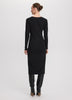 Long-Sleeve Midi Dress with Asymmetrical Slit