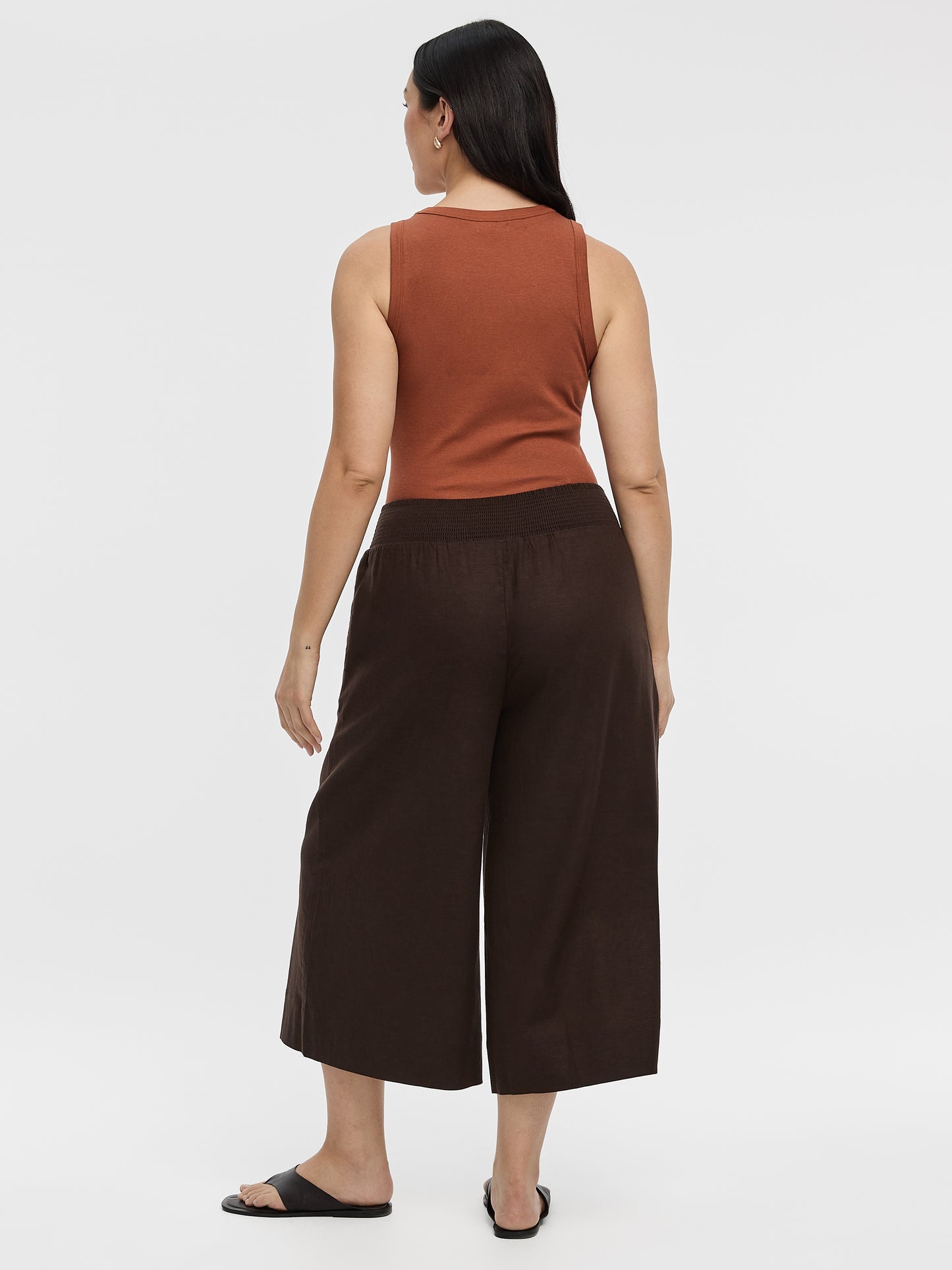 Cropped Wide-Leg Linen-Blend Pant