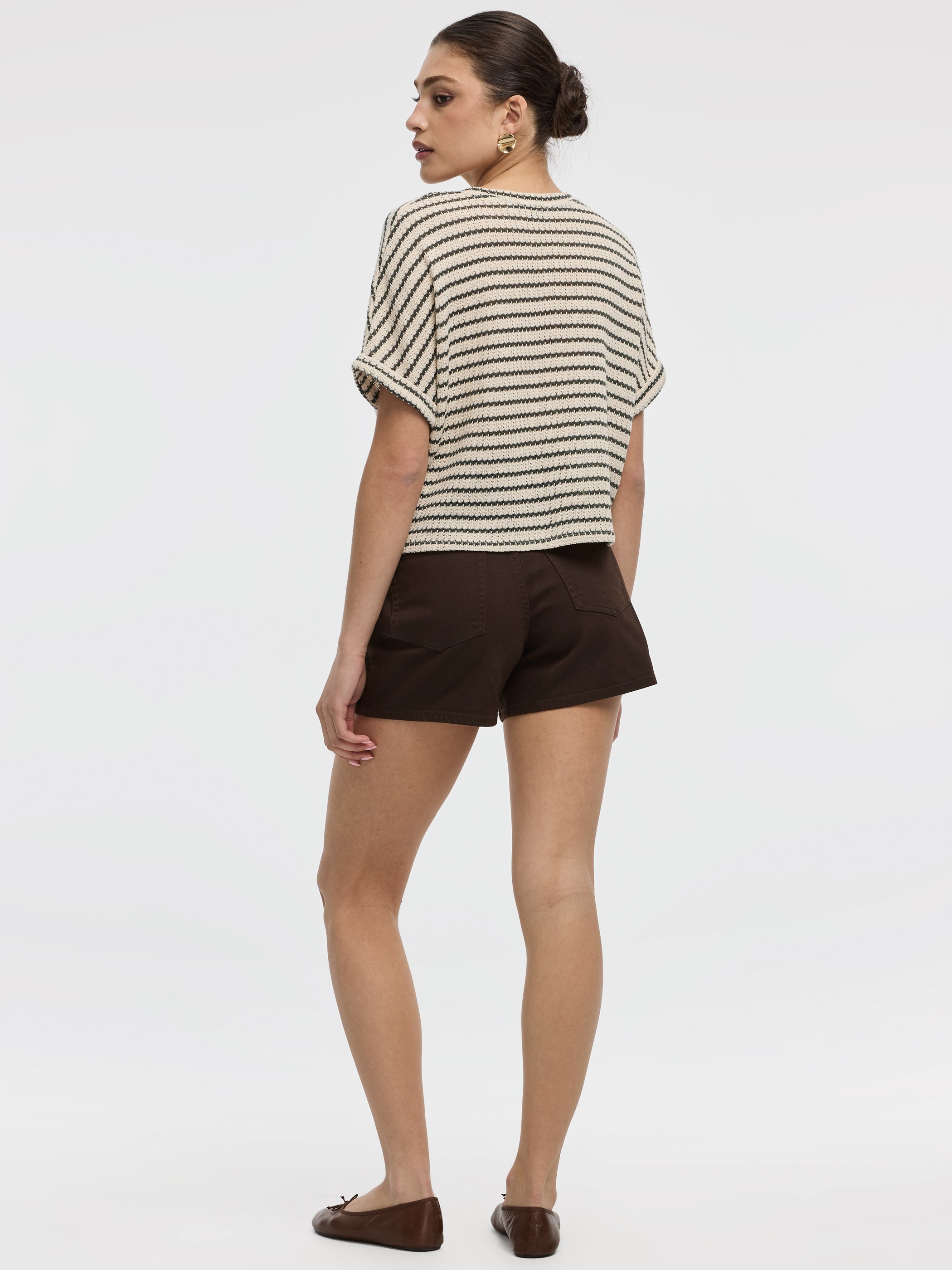 Women's Striped Short Dolman Sleeve Crew-Neck Tee | Reitmans
