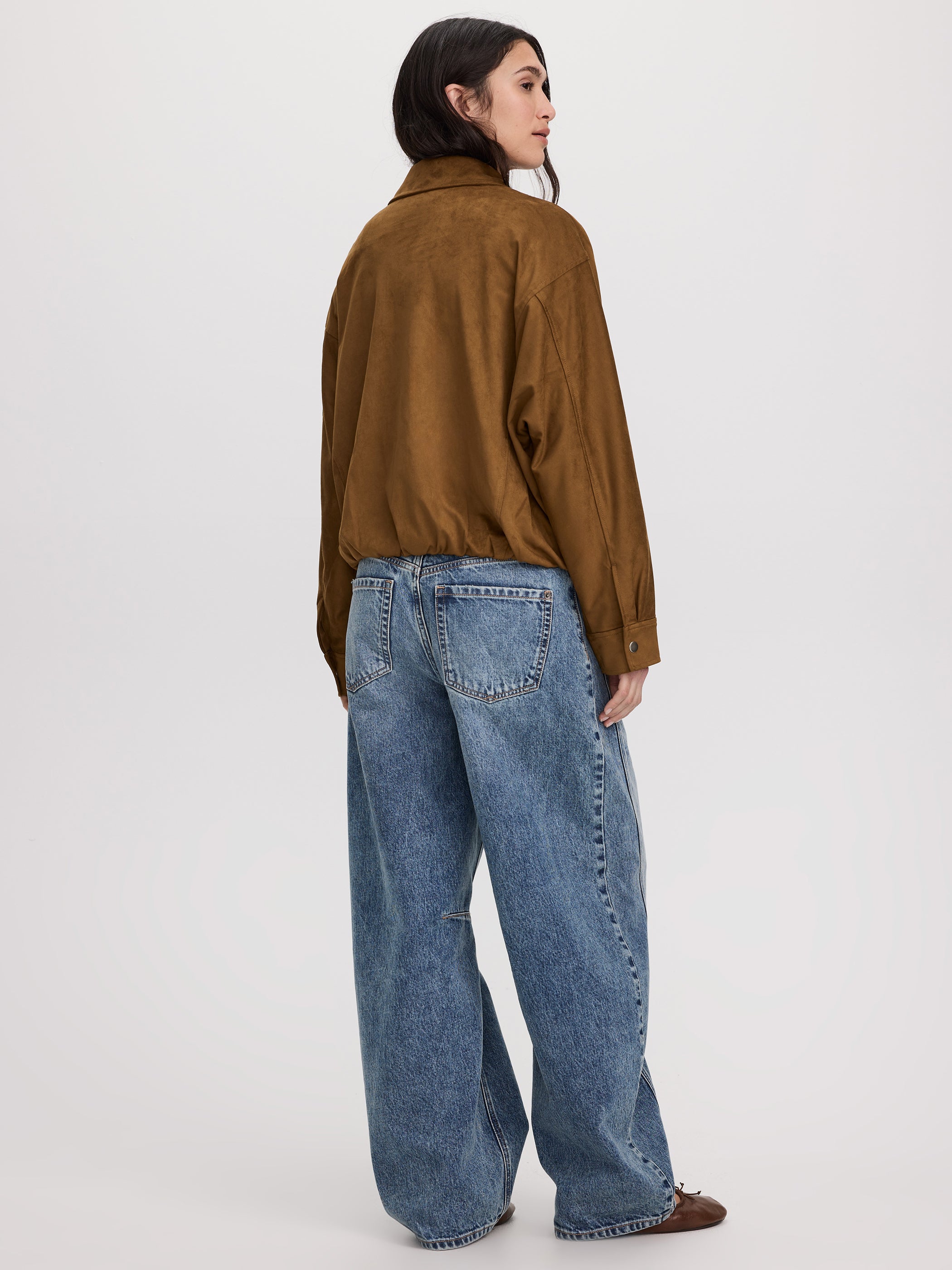 Faux Suede Jacket with Bubble Hem