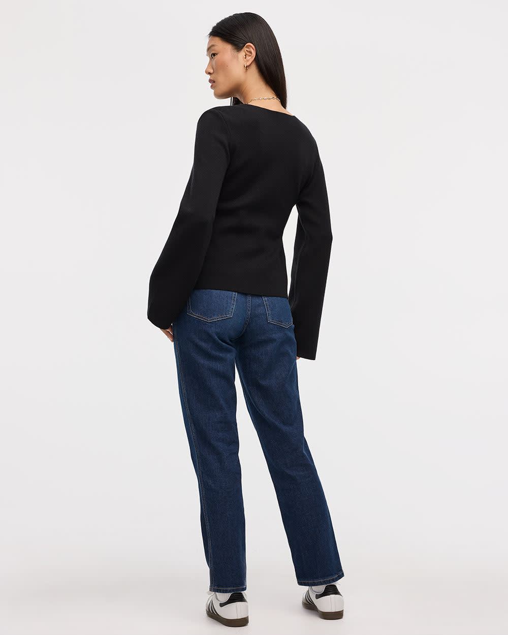 Long-Sleeve V-Neck Wrap Top