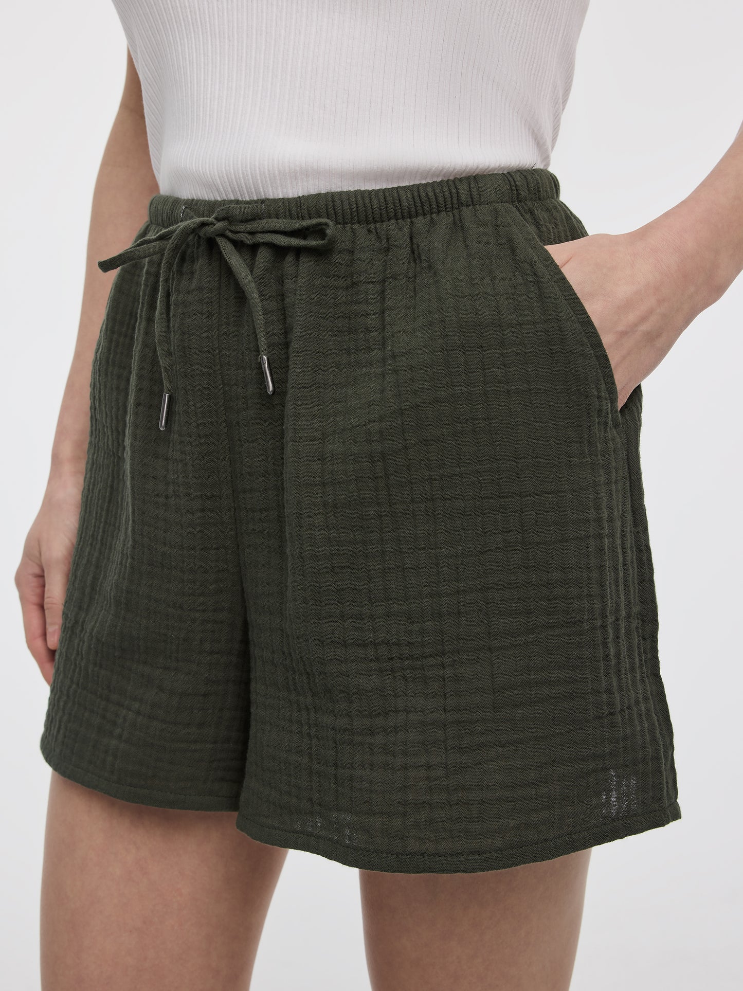 Short en coton gaufré 