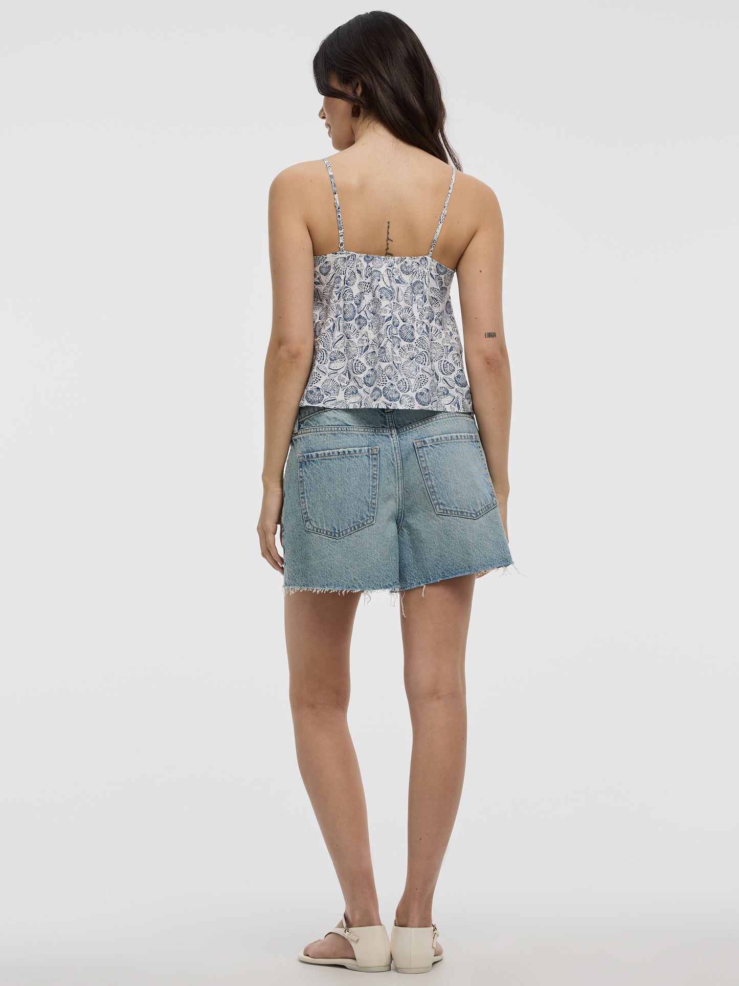 Cropped V-Neck Peplum Cami