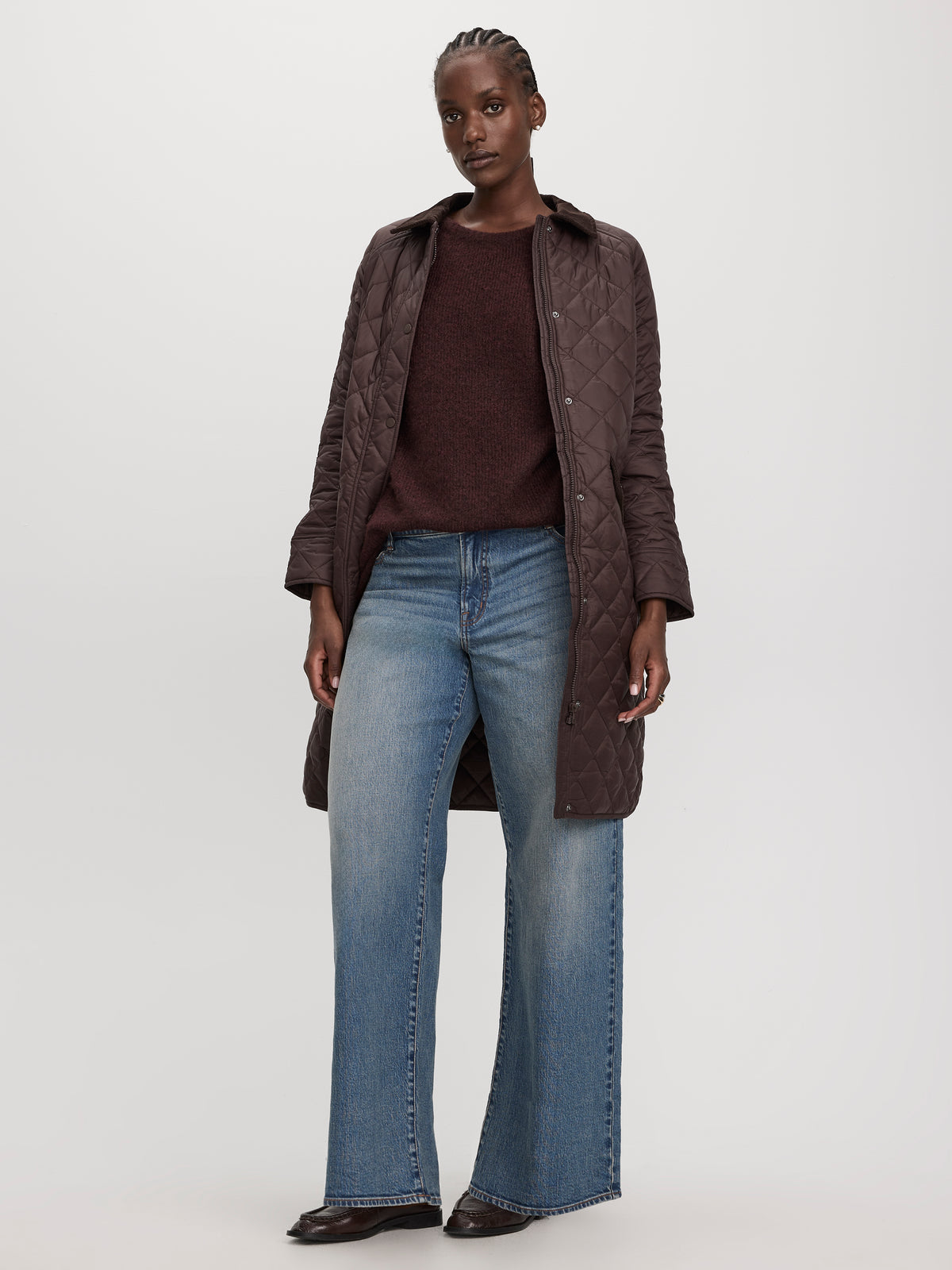 Quilted Jacket with Corduroy Collar