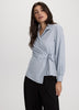 Long-Sleeve Wrap Blouse with V Neckline