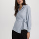 Long-Sleeve Wrap Blouse with V Neckline