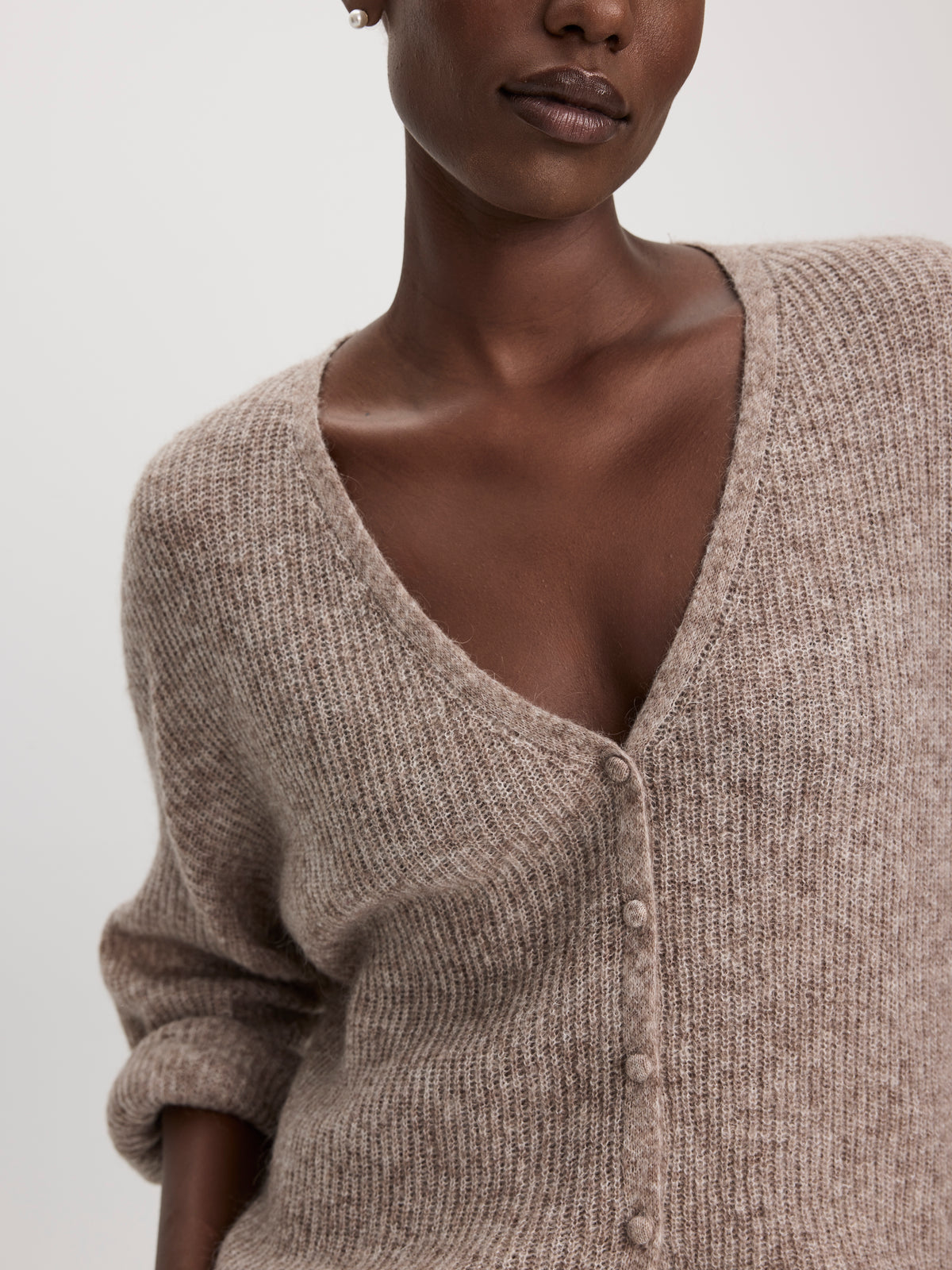 Mohair-Blend V-Neck Cardigan