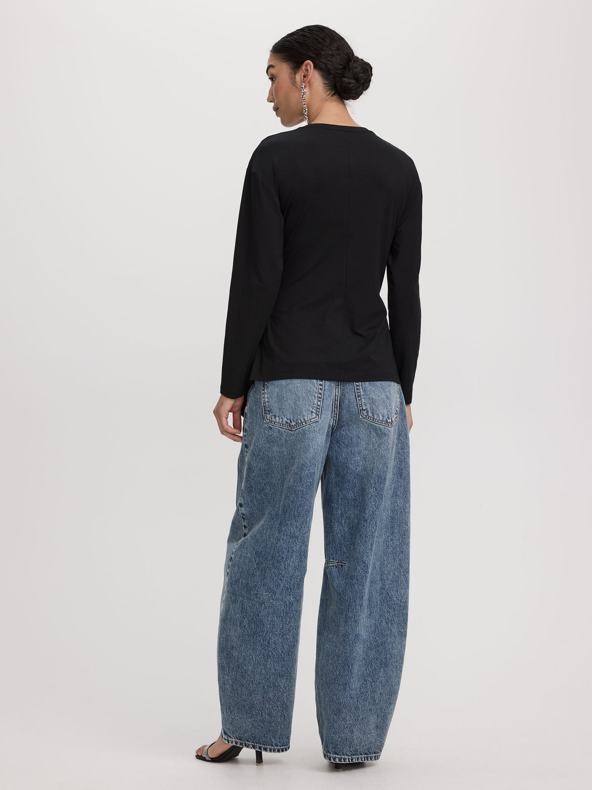 Long-Sleeve Top with Tie at Waist
