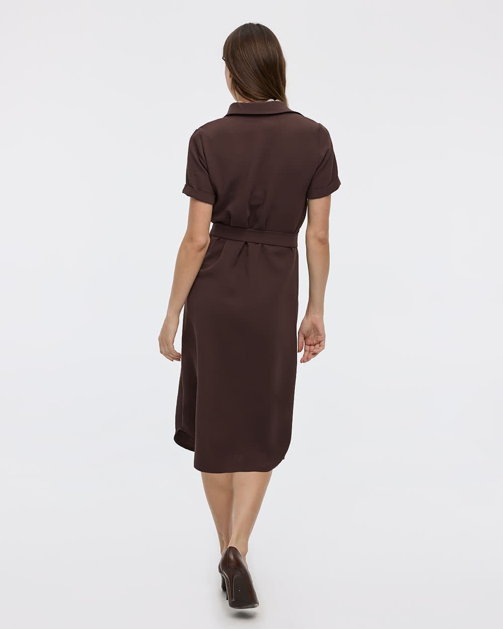 Robe à boutonner à manches courtes et col chemisier