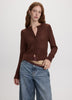Long-Sleeve Crew-Neck Cardigan with Open Stitches