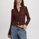 Long-Sleeve Crew-Neck Cardigan with Open Stitches