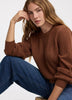 Long-Balloon-Sleeve Crew-Neck Pointelle Sweater