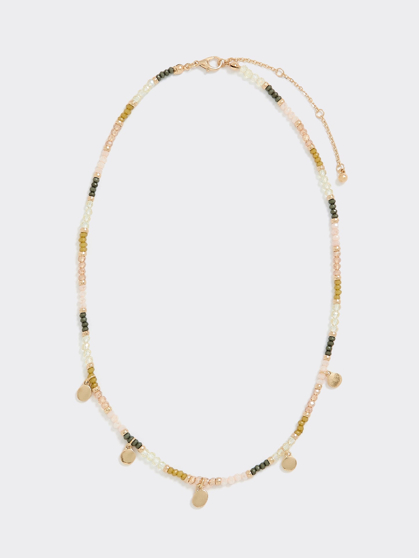 Short Beaded Necklace with Coin Pendants