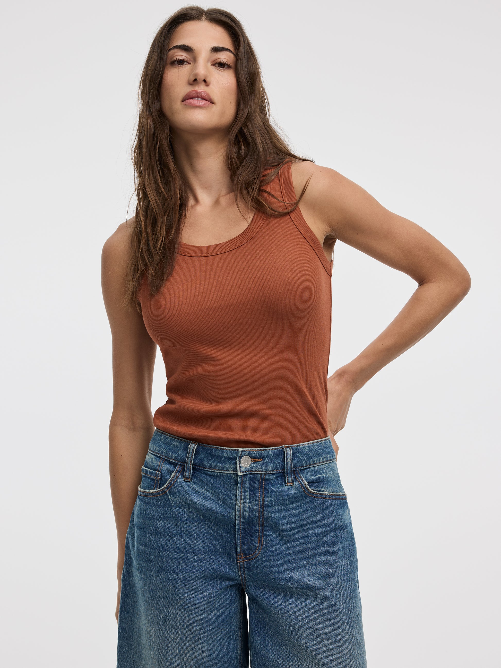 Scoop-Neck Ribbed Tank