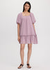 Square-Neck Mini Dress with Bubble Sleeves