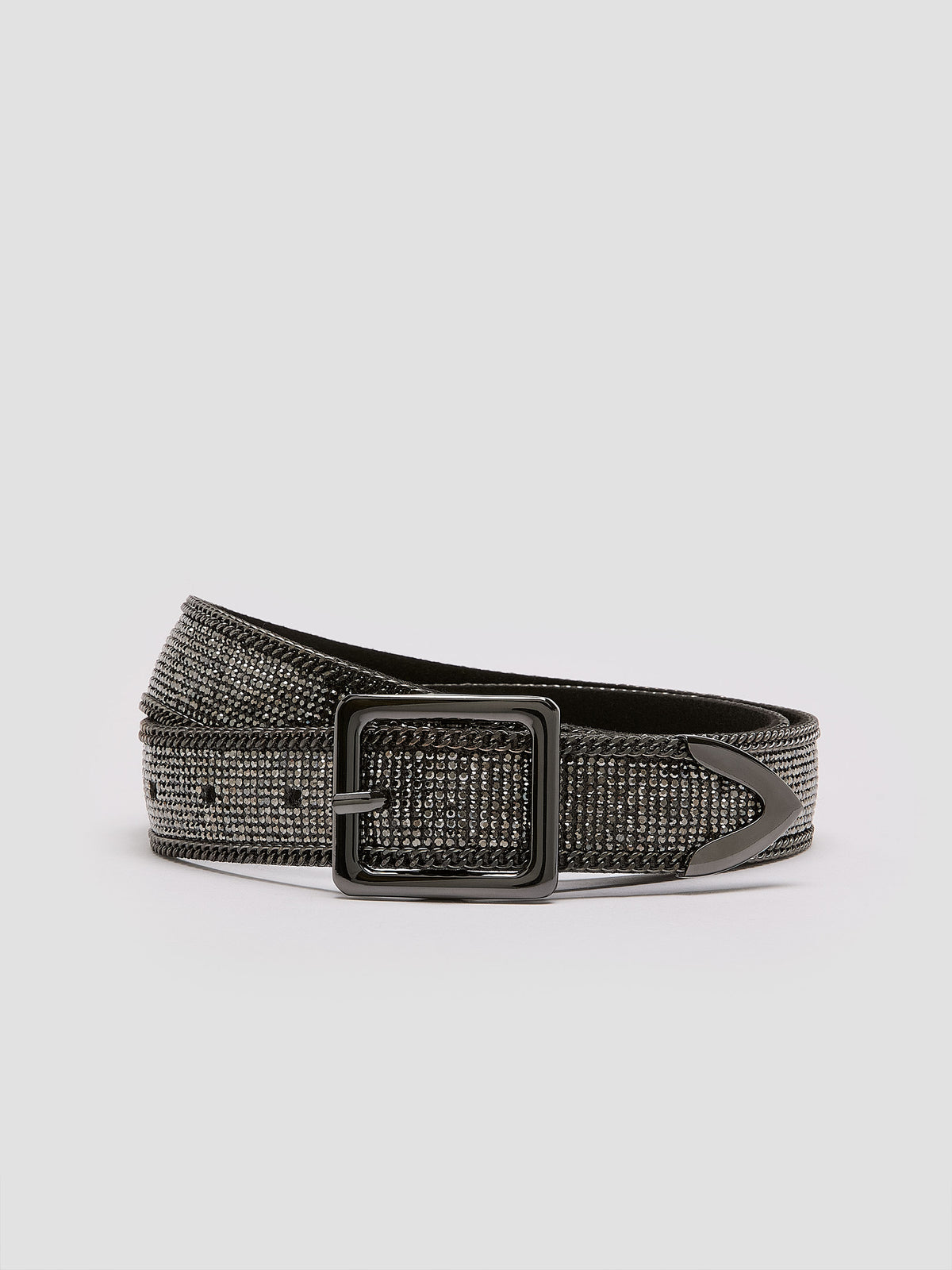 Faux Leather Belt with Rhinestones