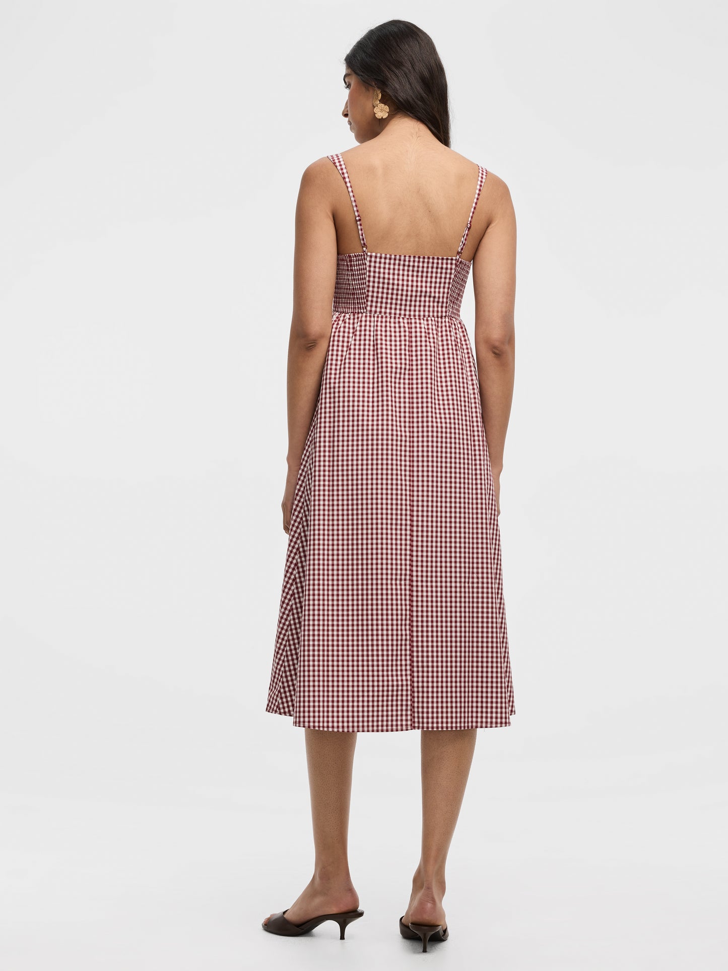 Sleeveless Denim Midi Dress with Sweetheart Neckline