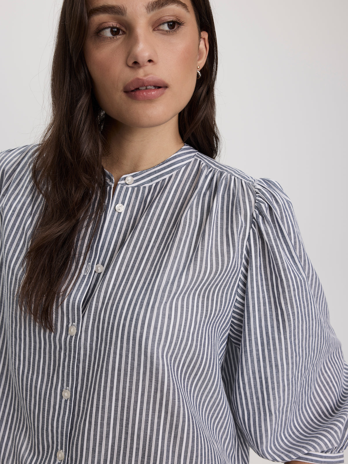 3/4-Sleeve Striped Blouse