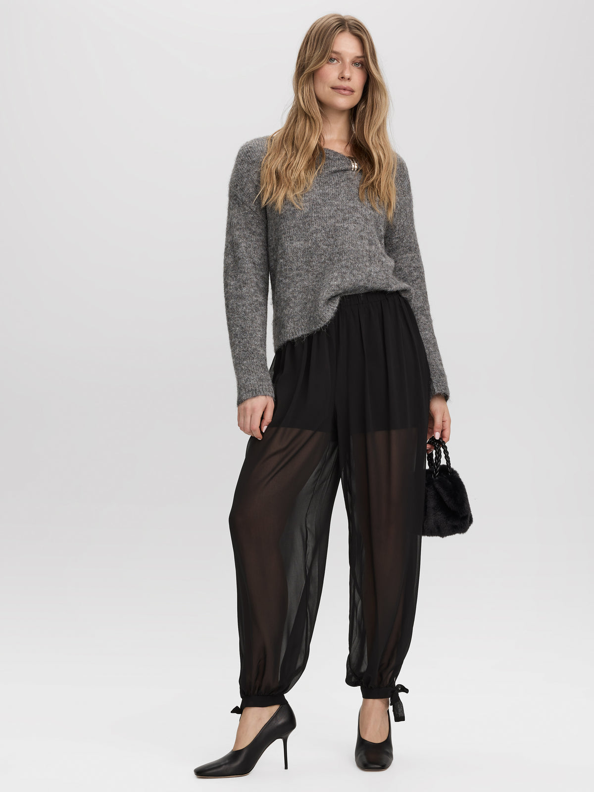 High-Rise Barrel Pants with Under Shorts