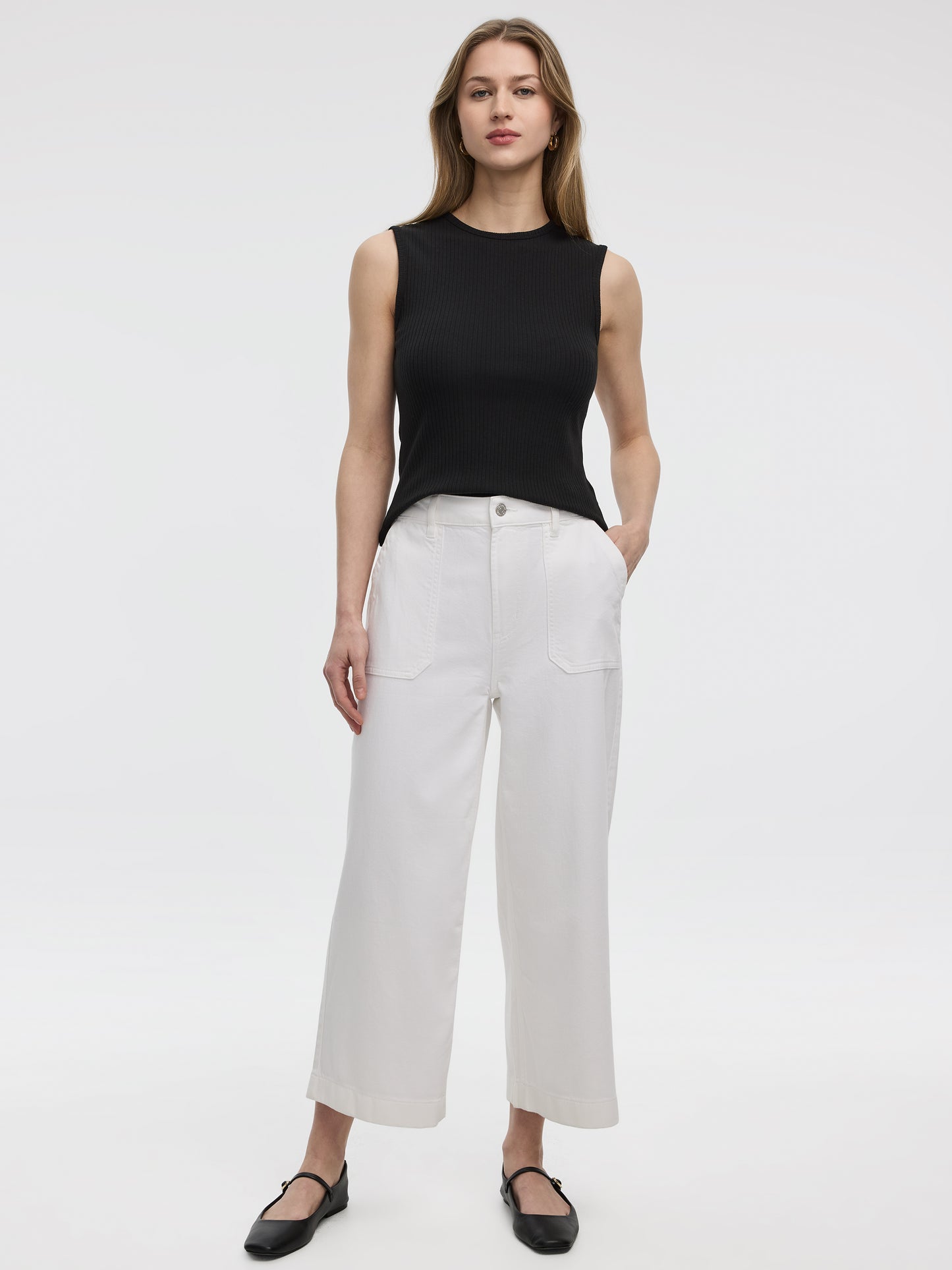 Flowy Wide-Leg High-Rise Cropped Jean