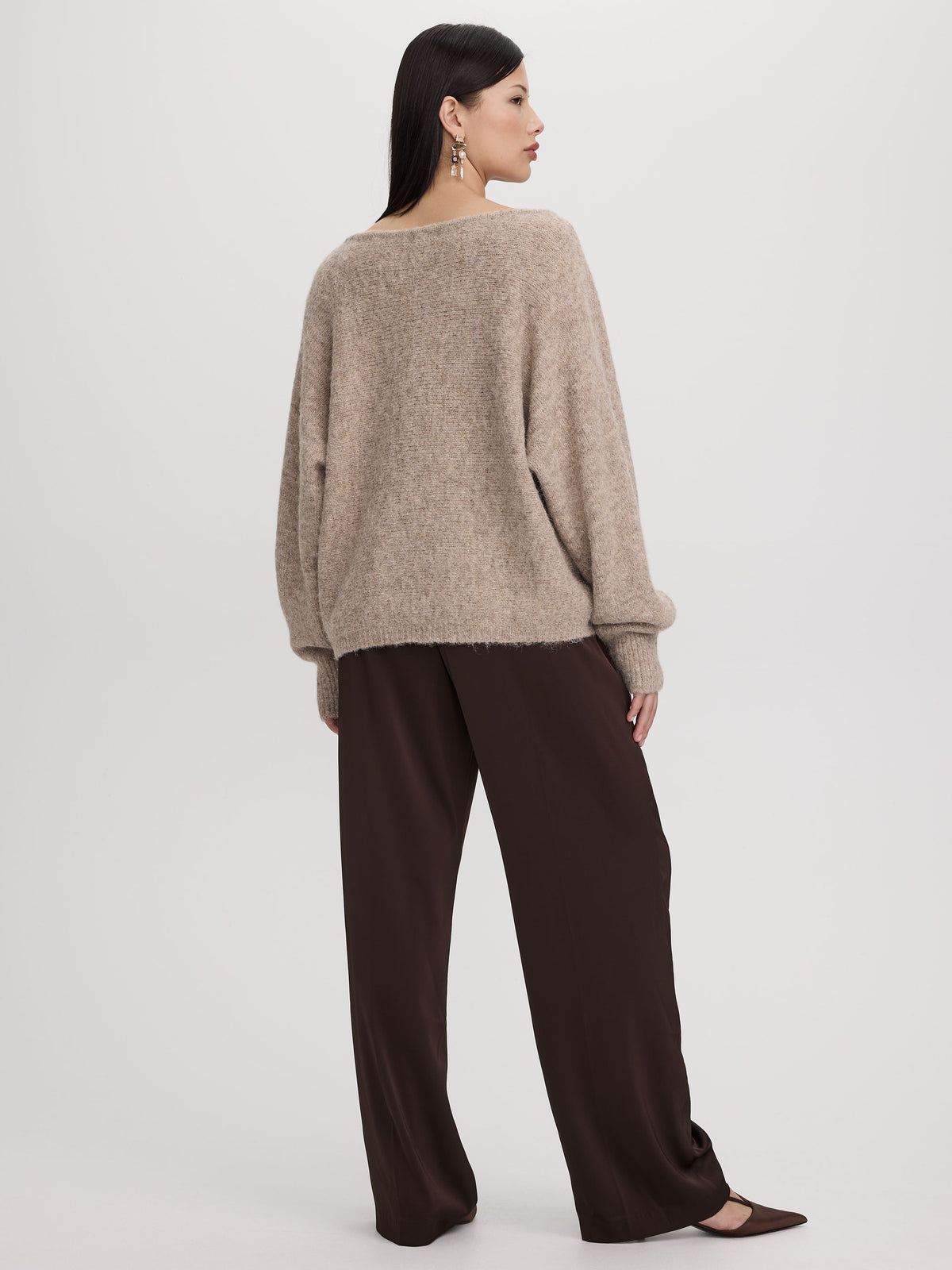Long-Sleeve Boat-Neck Boxy Sweater