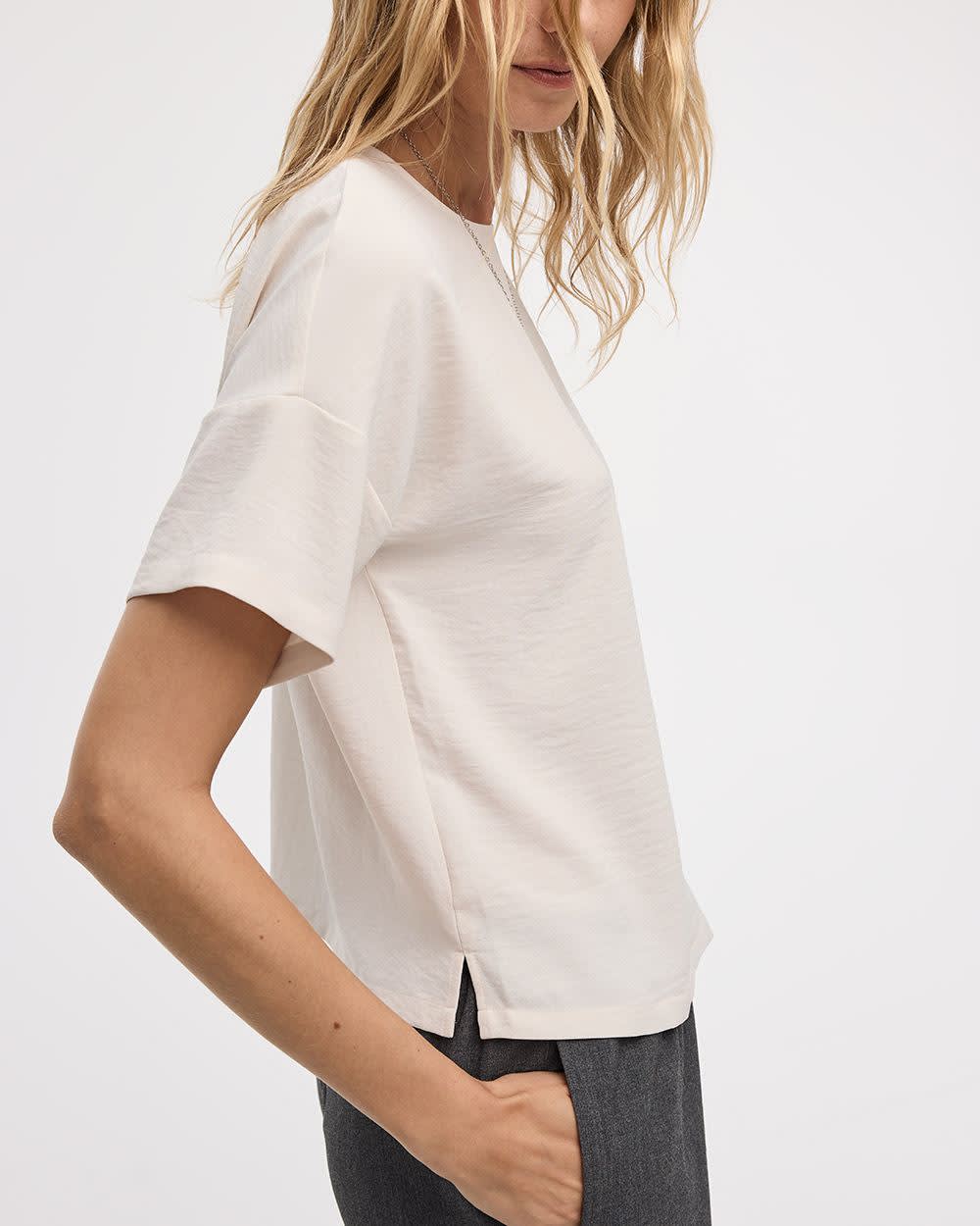 Short-Sleeve Crew-Neck Blouse