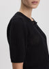 Short-Sleeve Crew-Neck Cardigan with Pointelle Stitches