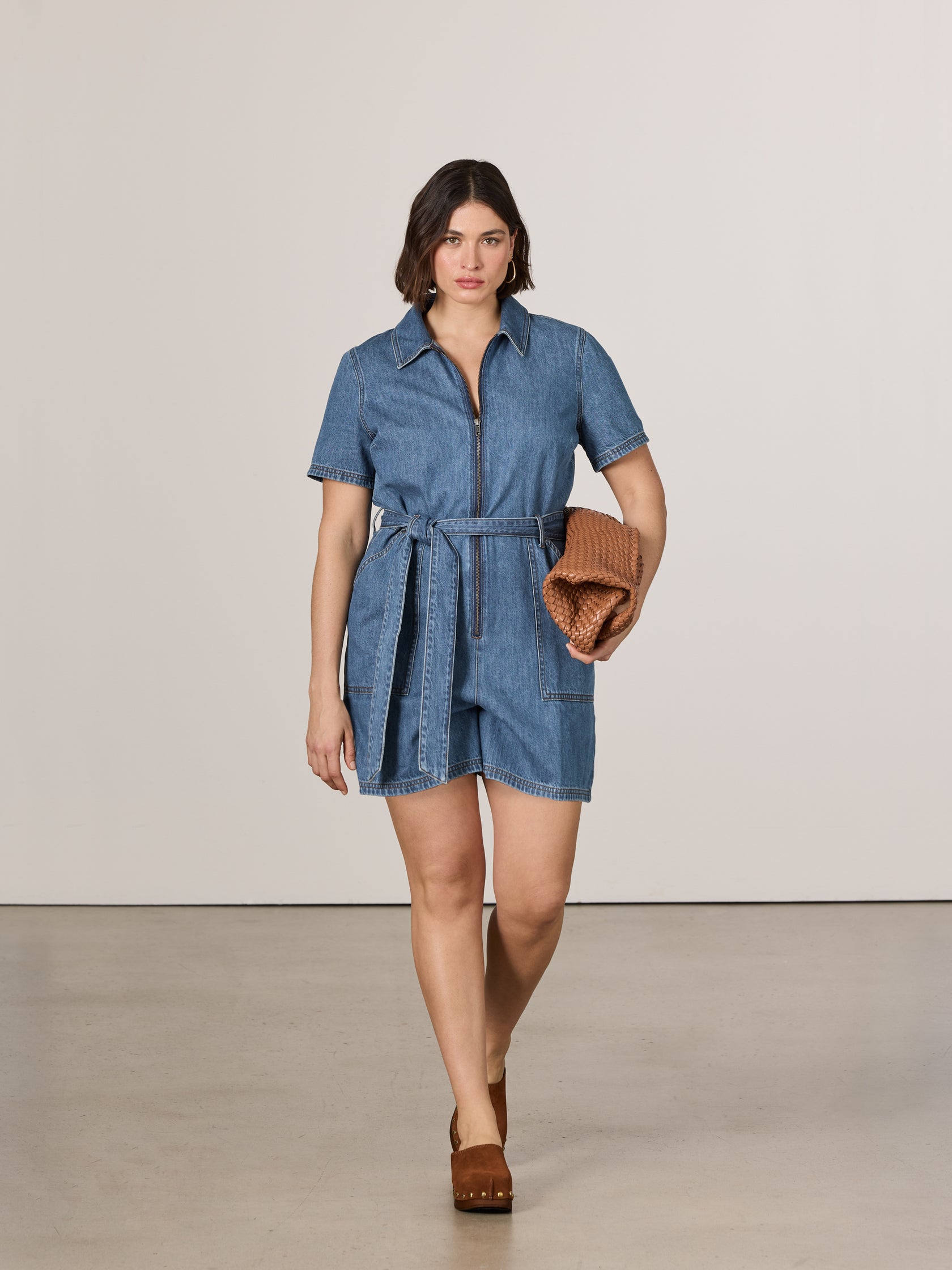 Combishort robe courte en denim chez Reitmans