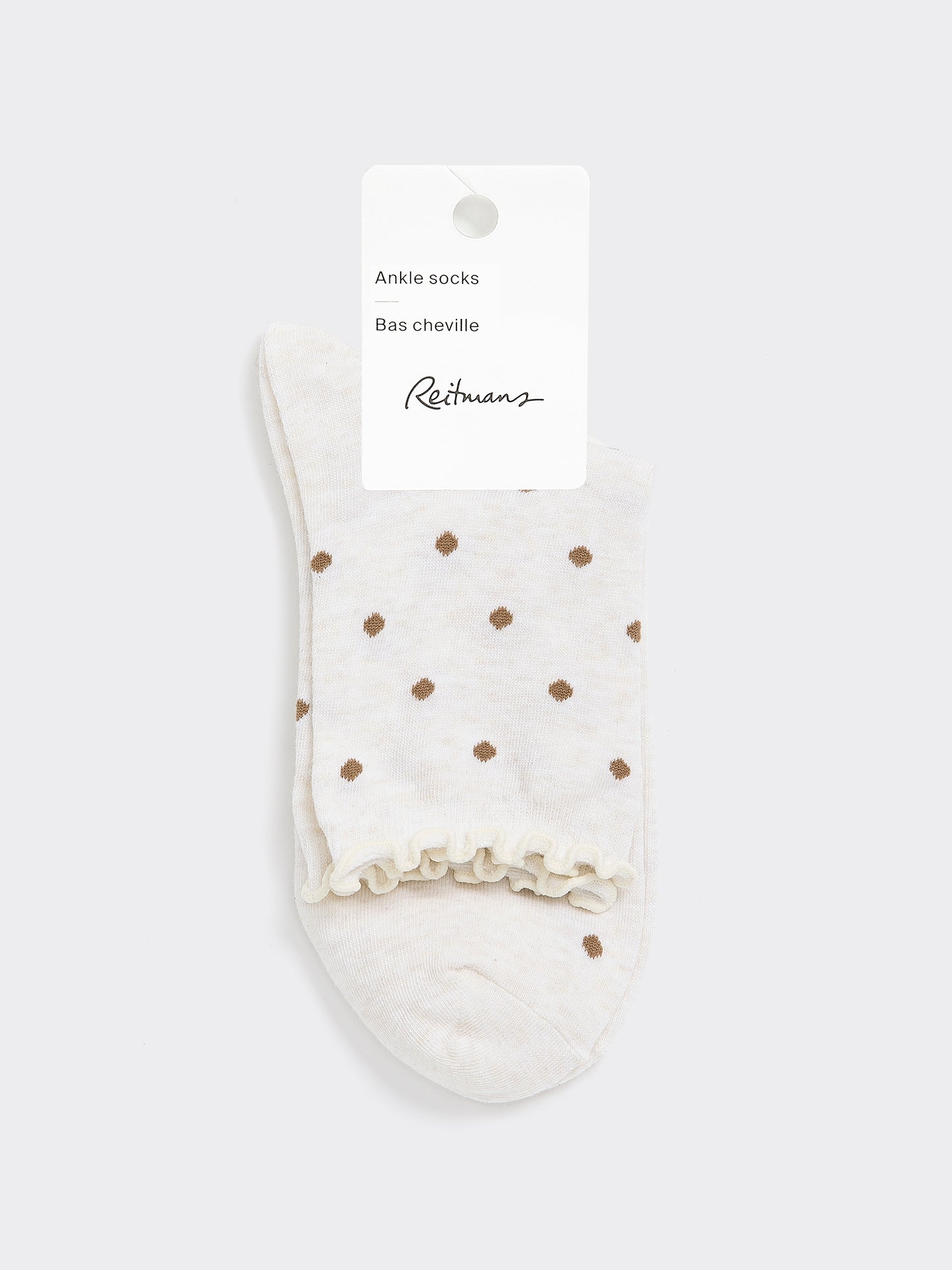 Dotted Anklet Socks with Ruffled Hems