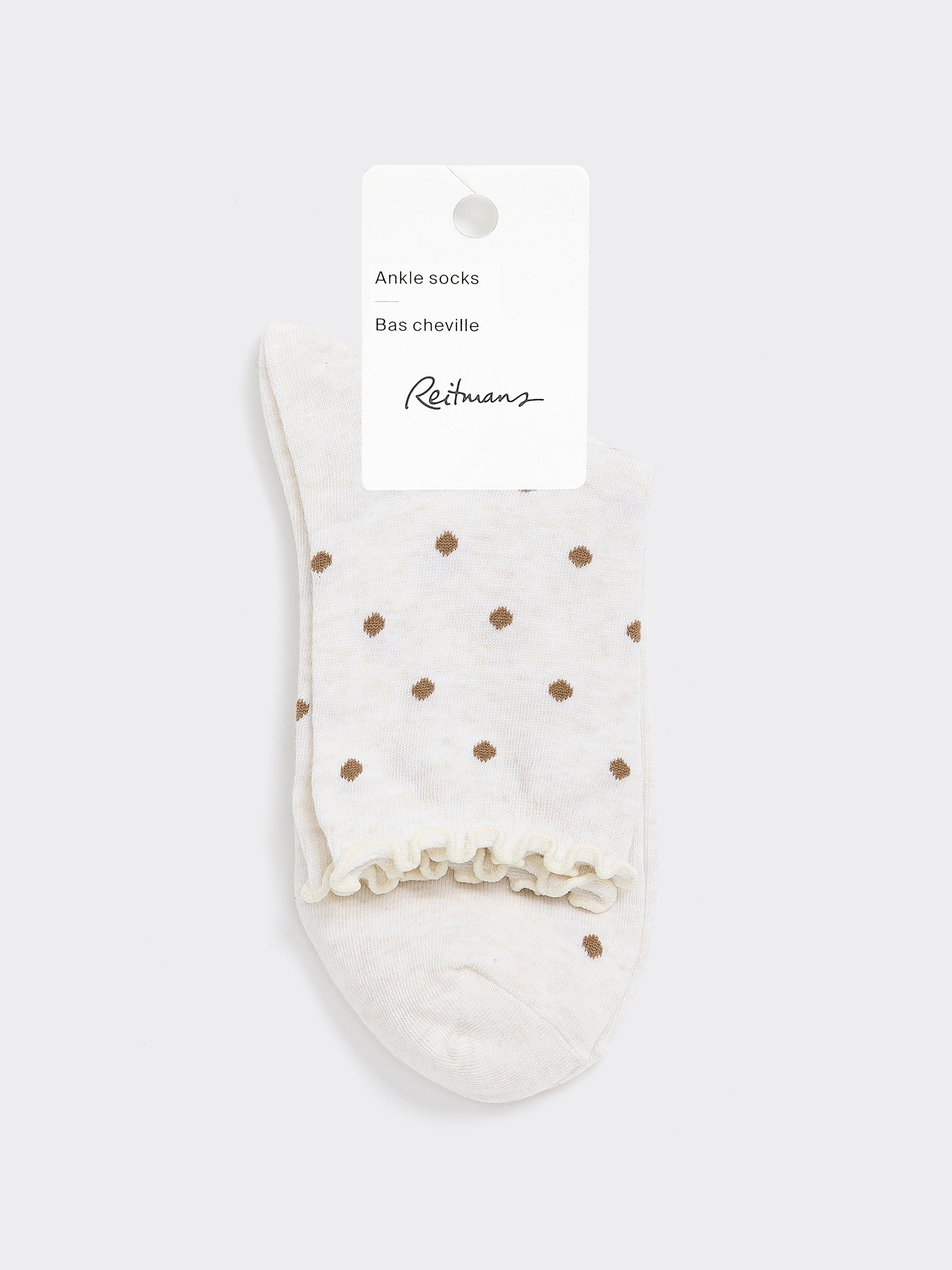 Dotted Anklet Socks with Ruffled Hems