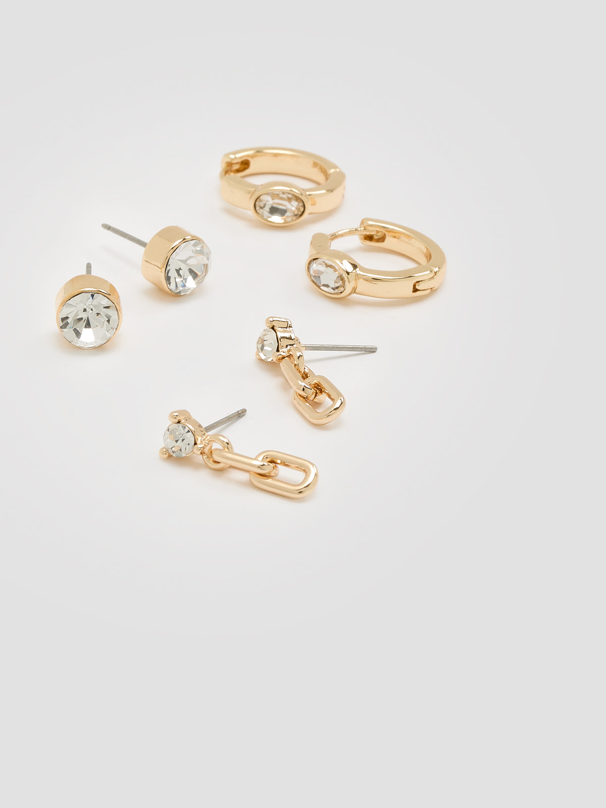 Hoops and Stud Earrings - 3 Pairs