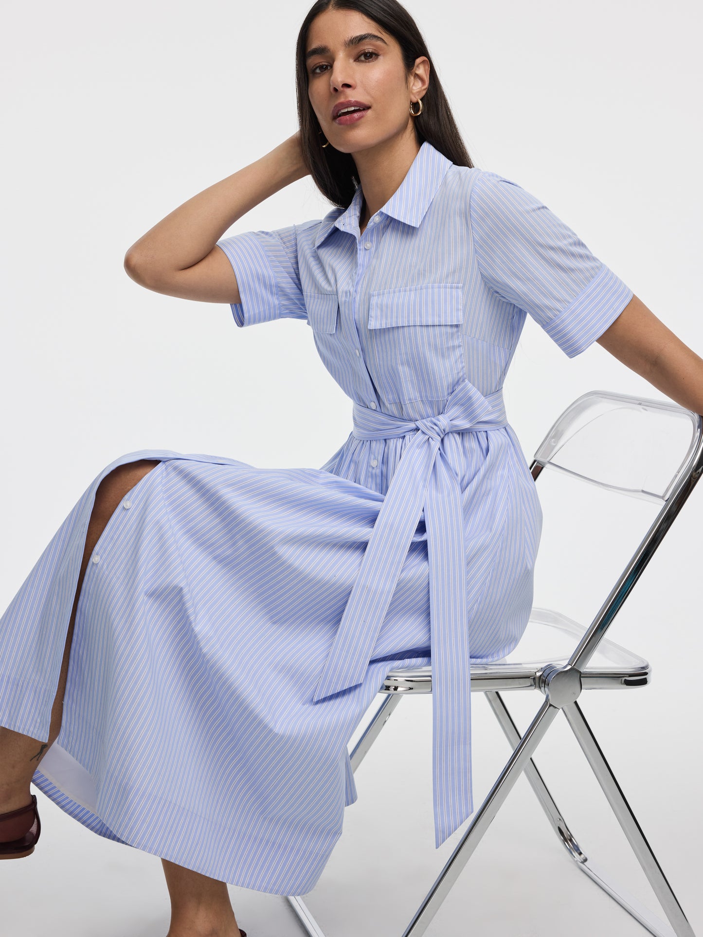 Women's Midi Shirt Dress with Sash Belt Reitmans Women's Midi Shirt Dress with Sash Belt Reitmans