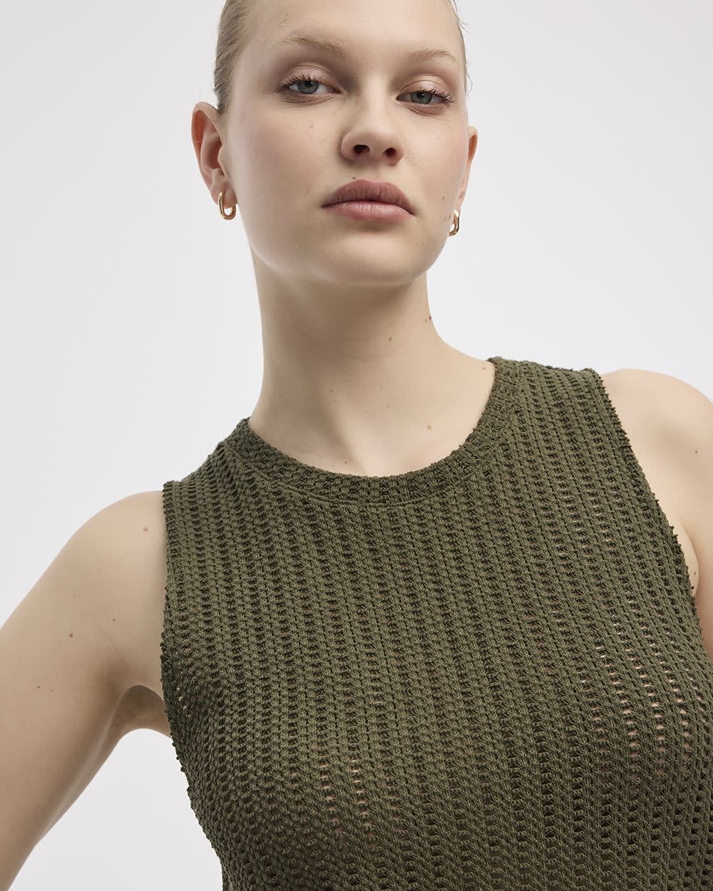 Crew-Neck Crochet Tank