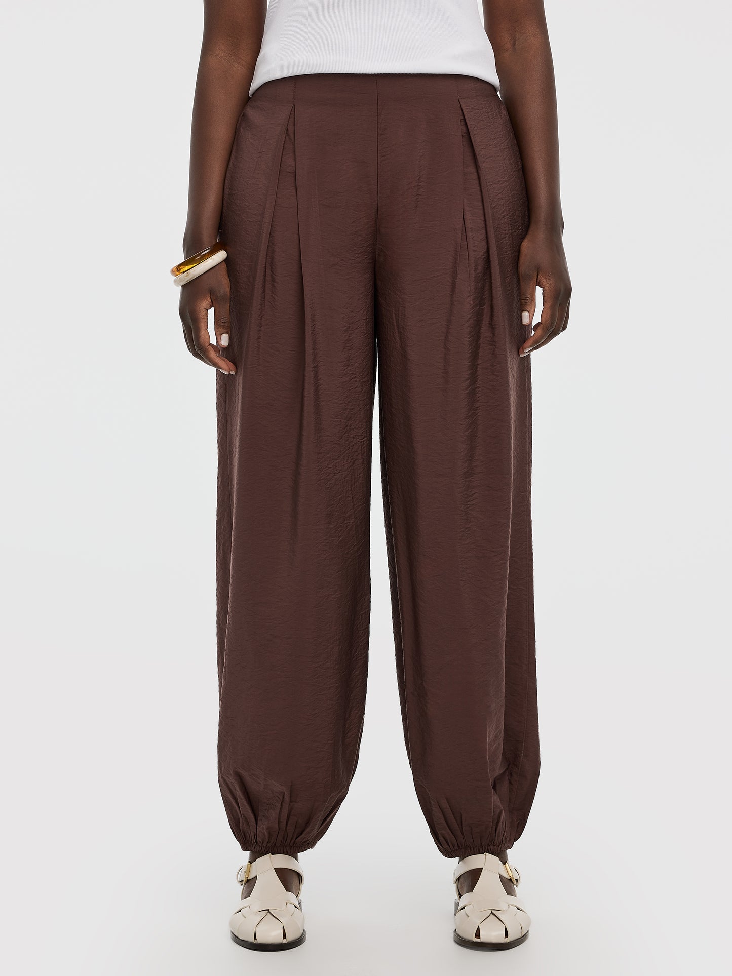 Balloon-Leg High-Rise Pull-On Pant