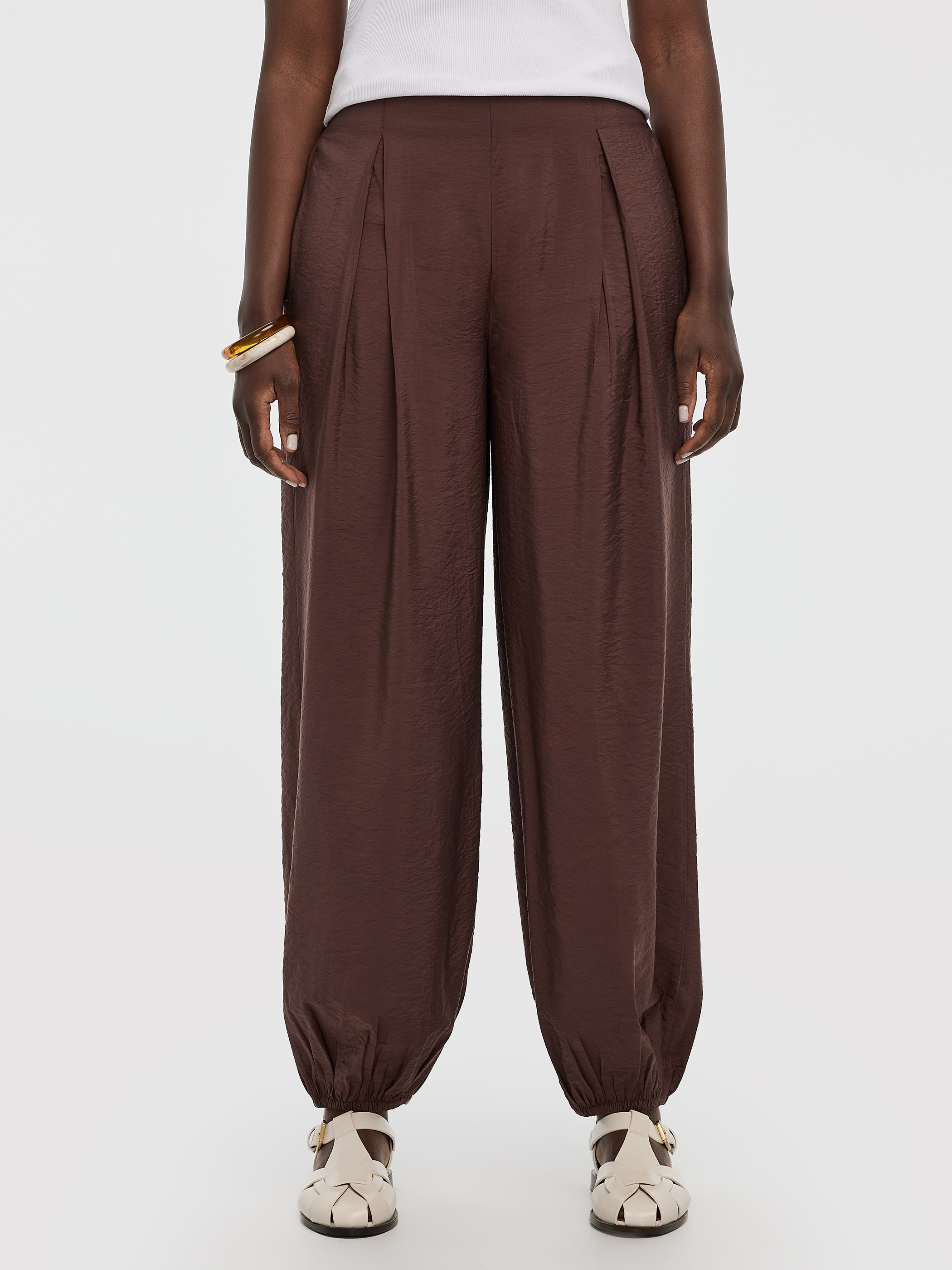 Balloon-Leg High-Rise Pull-On Pant