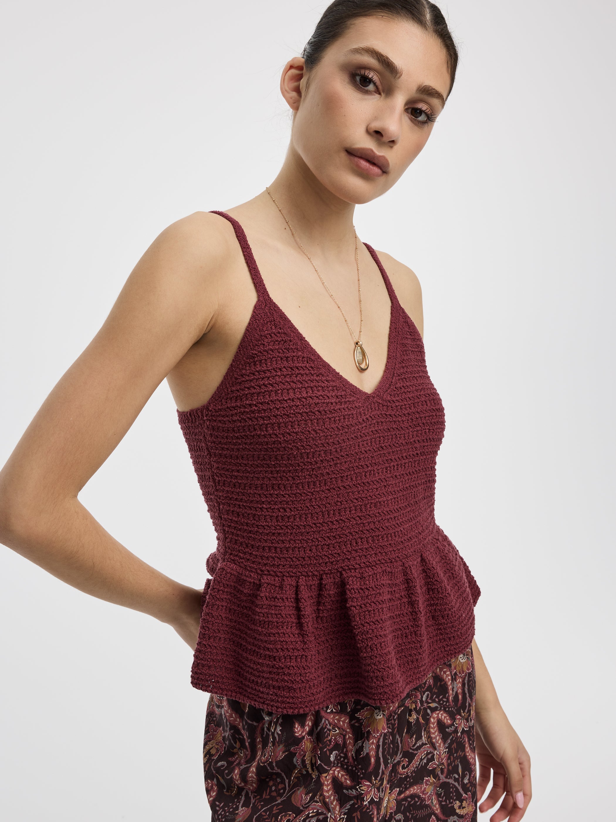 V-Neck Peplum Cami