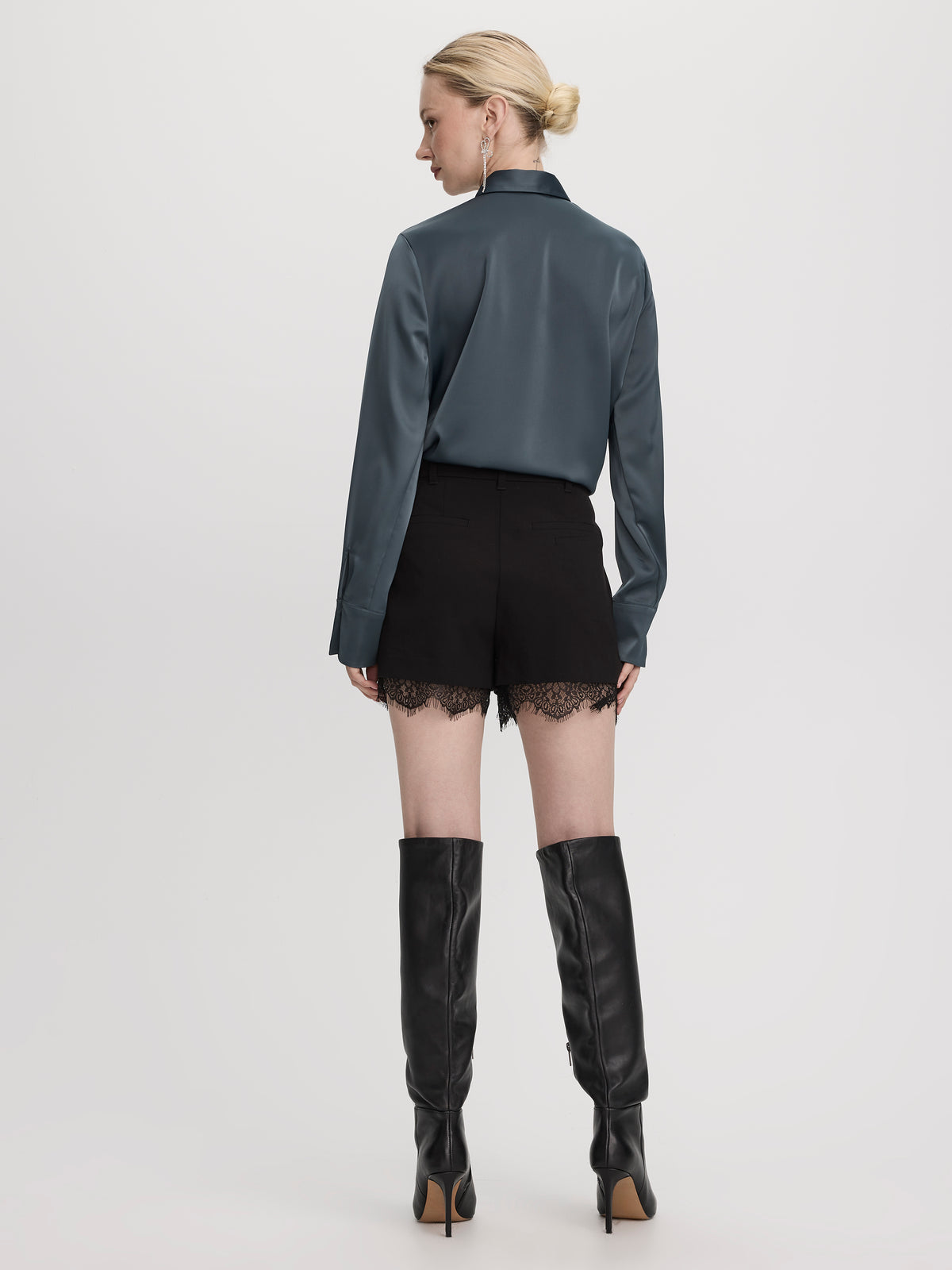 High-Rise Shorts with Lace Trim - The Timeless